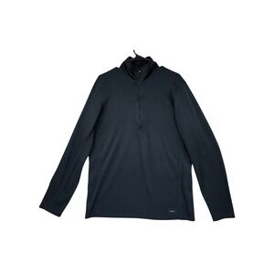 REI 1/4 Zip Pullover L Tall Men Black Fleece Performance Hiking‎ Activewear USA